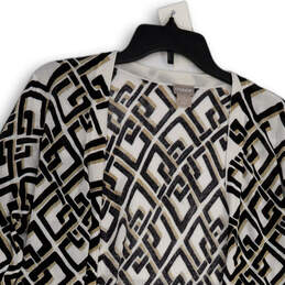 Womens Multicolor Geometric Open Front Long Sleeve Cardigan Sweater Sz 0