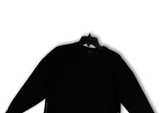Womens Black Round Neck Long Sleeve Stretch Pullover Sweatshirt Size XS image number 3