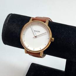 Designer Nixon The Kensington Brown Leather Strap Analog Dial Quartz Wristwatch