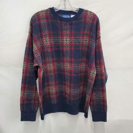 VTG Pendleton 100 % Virgin Wool Multi-Color Plaid Long sleeve Sweater Sz.  L