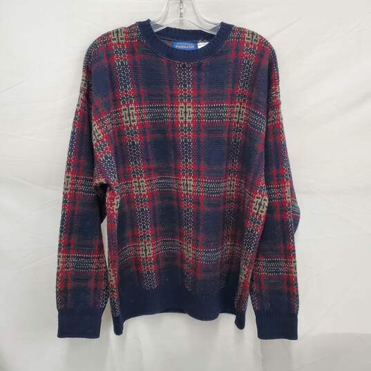 VTG Pendleton 100 % Virgin Wool Multi-Color Plaid Long sleeve Sweater Sz.  L image number 1