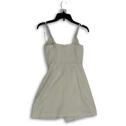 Womens White Sleeveless Asymmetric Hem Back Zip Mini Dress Size 4 alternative image