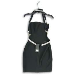 NWT Womens Black Buckle Up Rhinestone Details Bandage Bodycon Dress Size Large alternative image