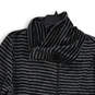 Womens Black Gray Striped Long Sleeve Cowl Neck Full-Zip Sweater Size 1X image number 3