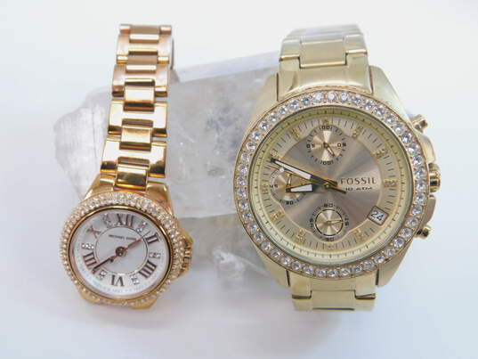 Michael Kors MK-3253 Analog & Fossil ES-2683 Chronograph CZ Bezel Women's Watches 174.7g image number 1