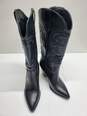 ISNOM Black Faux Leather Cowboy Boots Women's Size 8 image number 3