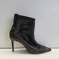 Alexandre Birman Black Leather Pleated Back Zip Ankle Heel Boots Shoes Size 37.5 B image number 1