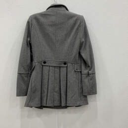 NWT Womens Gray Pleated Long Sleeve Collared Double Breasted Pea Coat Sz 6 alternative image