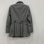 NWT Womens Gray Pleated Long Sleeve Collared Double Breasted Pea Coat Sz 6 image number 2