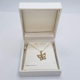 10K Gold Diamond Accent Butterfly Pendant Necklace W/Box 1.1g alternative image