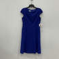 NWT Womens Blue Cap Sleeve Round Neck Back Zip A-Line Dress Size 8 image number 1