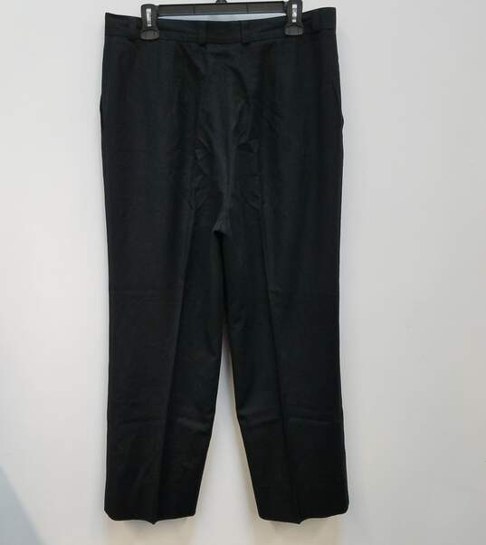 Womens Black Pleated Front Straight Leg Formal Dress Pants Size 34 image number 2
