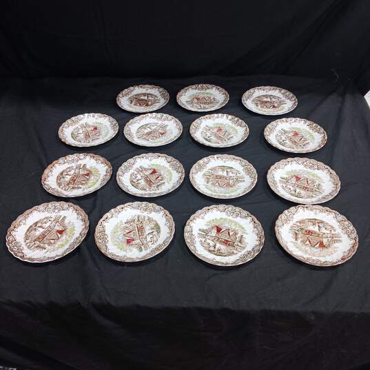 21 pc. Bundle of Heritage Hall 4411 Ironstone Plates, Saucers, and Tea Pot Collection image number 1