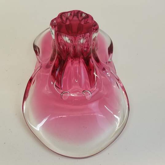 Art Glass Hand Crafted Table Top Centerpiece Pink Art Vase image number 1