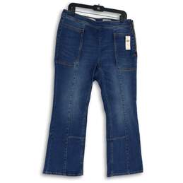 NWT Womens Blue Denim Medium Wash Side Zip Bootcut Leg Jeans Size 31