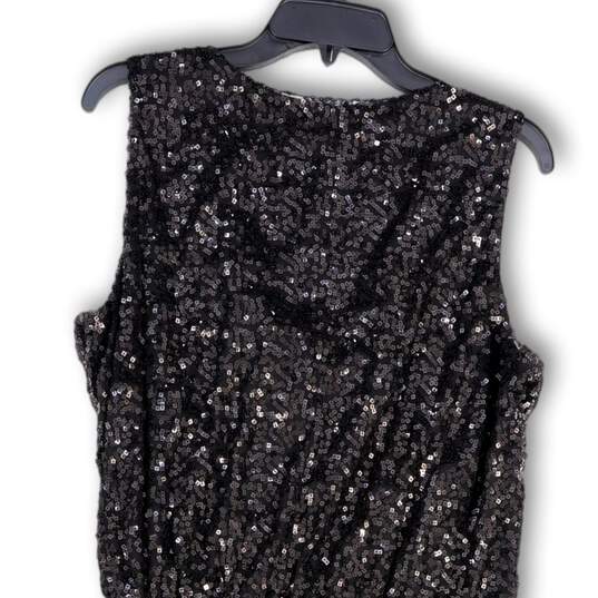 Womens Black Sequin Sleeveless Scoop Neck Back Zip Mini Dress Size 1X image number 4