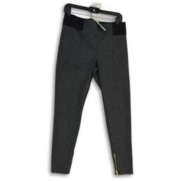 NWT Ann Taylor Womens Black Gray Elastic Waist Flat Front Ankle Pants Size M