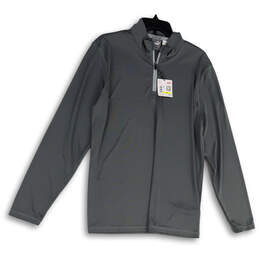 NWT Mens Gray 1/4 Zip Mock Neck Long Sleeve Pullover T-Shirt Size Medium