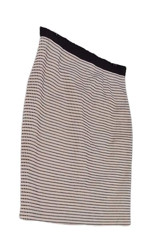 Womens Off White Striped Elastic Waist Pull On Casual Pencil Skirt Size 12 image number 2
