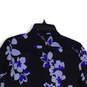 NWT Womens Blue Floral Mandarin Collar Long Sleeve Button-Up Shirt Size S image number 4