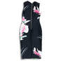 Womens Black Floral Sleeveless V-Neck Back Zip Comfort Sheath Dress Size XS image number 2