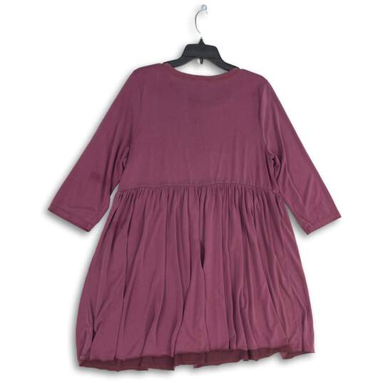 American Eagle Outfitters Womens Purple Round Neck Pleated A-Line Dress Size XL image number 2
