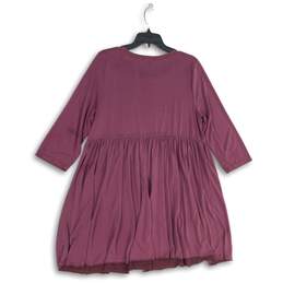 American Eagle Outfitters Womens Purple Round Neck Pleated A-Line Dress Size XL alternative image