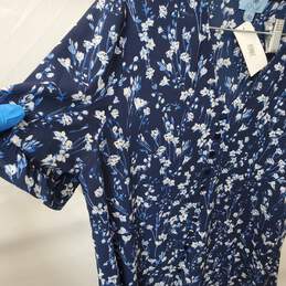 Women's CeCe Blue Floral Button Up Blouse Size L alternative image