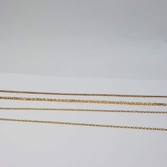 Sterling Silver Gold Tone Oval Locket Gemstone Moon Feather & Linear 3pcs Necklace Bundle 12.2g image number 8