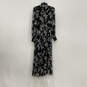 NWT Womens Black White Floral Tie Neck Long Sleeve Pullover Maxi Dress Sz 8 image number 2