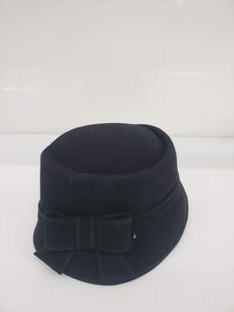 women Vintage Scala Black Wool Round Elegant Hat one Size- new