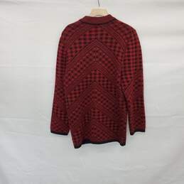 Happiness Vintage Red & Black Wool Blend Cardigan Sweater WM Size S alternative image