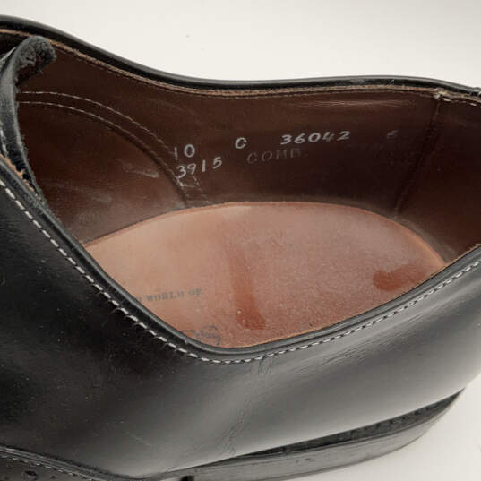 Mens Black Leather Cap Toe Wingtip Lace-Up Oxford Dress Shoes Size 10.5C image number 6