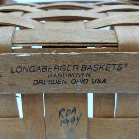 Pair of Brown Longaberger Wicker Baskets image number 6
