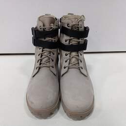 Timberlands Women's A24QG Dove Grey Double Buckle Jayne Combat Boots Size 8.5