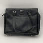 Mens Black Leather Inner Zip Pocket Bottom Studs Double Strap Laptop Bag image number 1