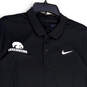 Mens Black Dri-Fit Short Sleeve Spread Collar Basketball Polo Shirt Size L image number 2