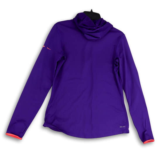 Womens Purple Dri-Fit Long Sleeve Drawstring Pullover Hoodie Size Large image number 2