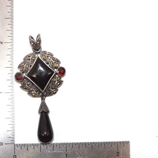 Artisan SU Sterling Silver Onyx And Garnet Pendant image number 5