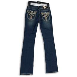 NWT Womens Blue Embroidered Denim 5-Pocket Design Bootcut Leg Jeans Size 26 alternative image