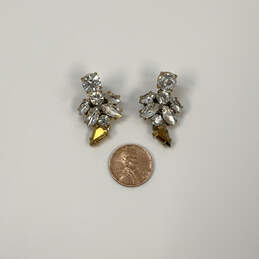 Designer J. Crew Gold Plated Mirror Bronze Stone Crystals Drop Earrings alternative image