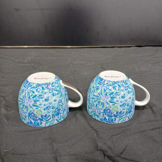 Pair of Lilly Pulitzer Blue Floral Lion Cups image number 6