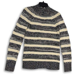 Womens Multicolor Striped Asymmetrical Zip Cardigan Sweater Size Small alternative image