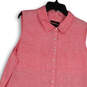 Womens Red Linen Collared Button Front Sleeveless Tunic Blouse Top Sz 2X image number 3