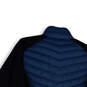 Womens Blue Black Mock Neck Long Sleeve Full-Zip Puffer Jacket Size Small image number 4