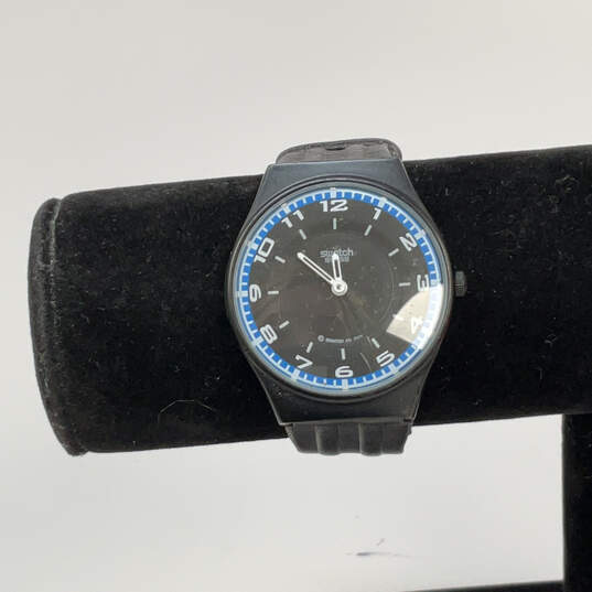 Designer Swatch Swiss Black Round Dial Water Resistant Analog Wristwatch image number 1