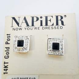 Napier 14K Gold Post Crystal Earrings 4.5g alternative image