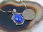 Artisan 925 Lapis Lazuli Granulated Pendant & Oval Bead Station Necklaces & Cabochon Stamped Dome Clip On Earrings 22g image number 5