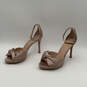 Womens Bridal Bow Brown Leather Open Toe Stiletto Pump Heels Size 10.5 B image number 4