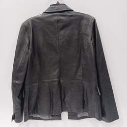 Kenneth Cole Reaction Women's Black Button Up Leather Jacket Size L alternative image